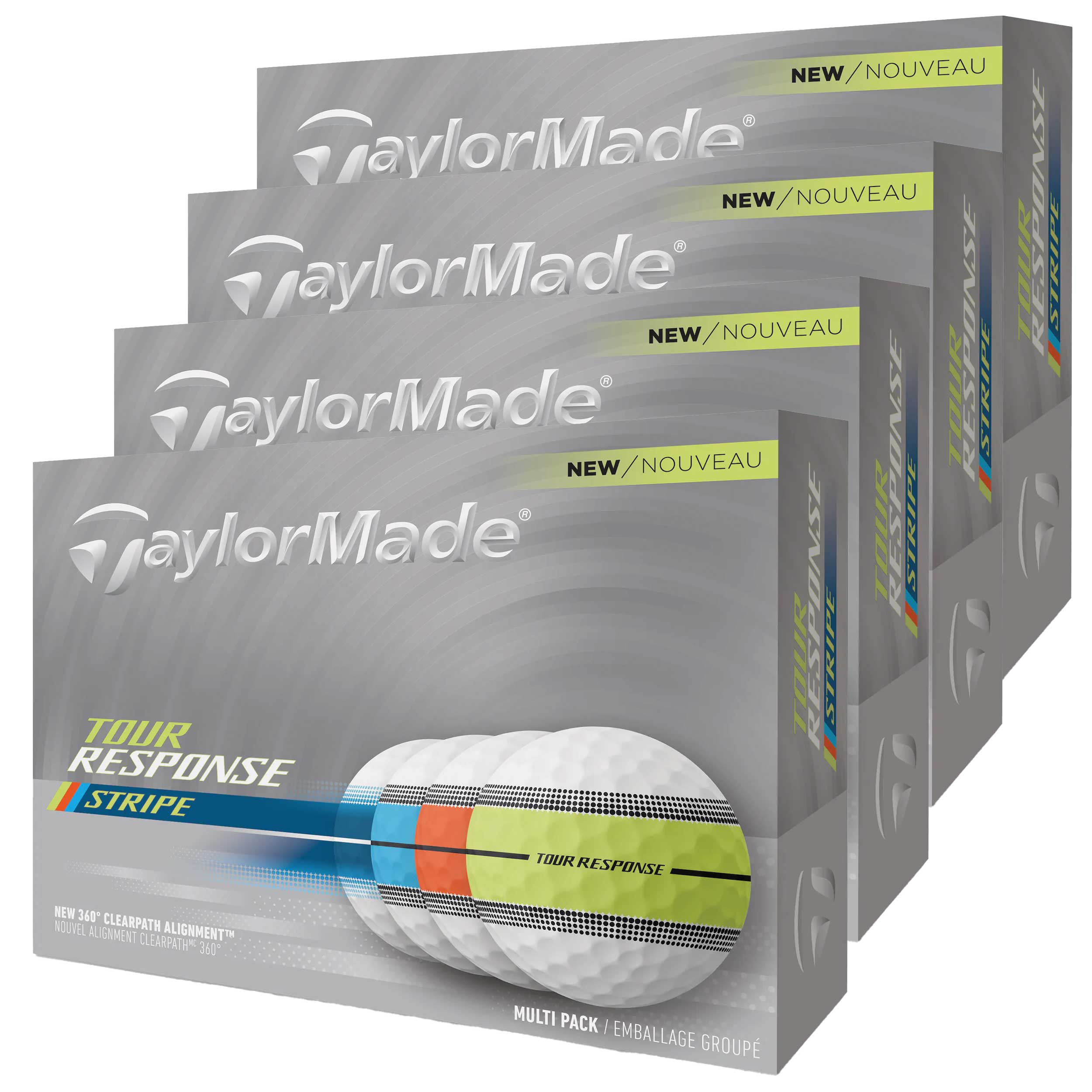TaylorMade Tour Response Stripe Golf Balls - Neon Multi - 4 For 3