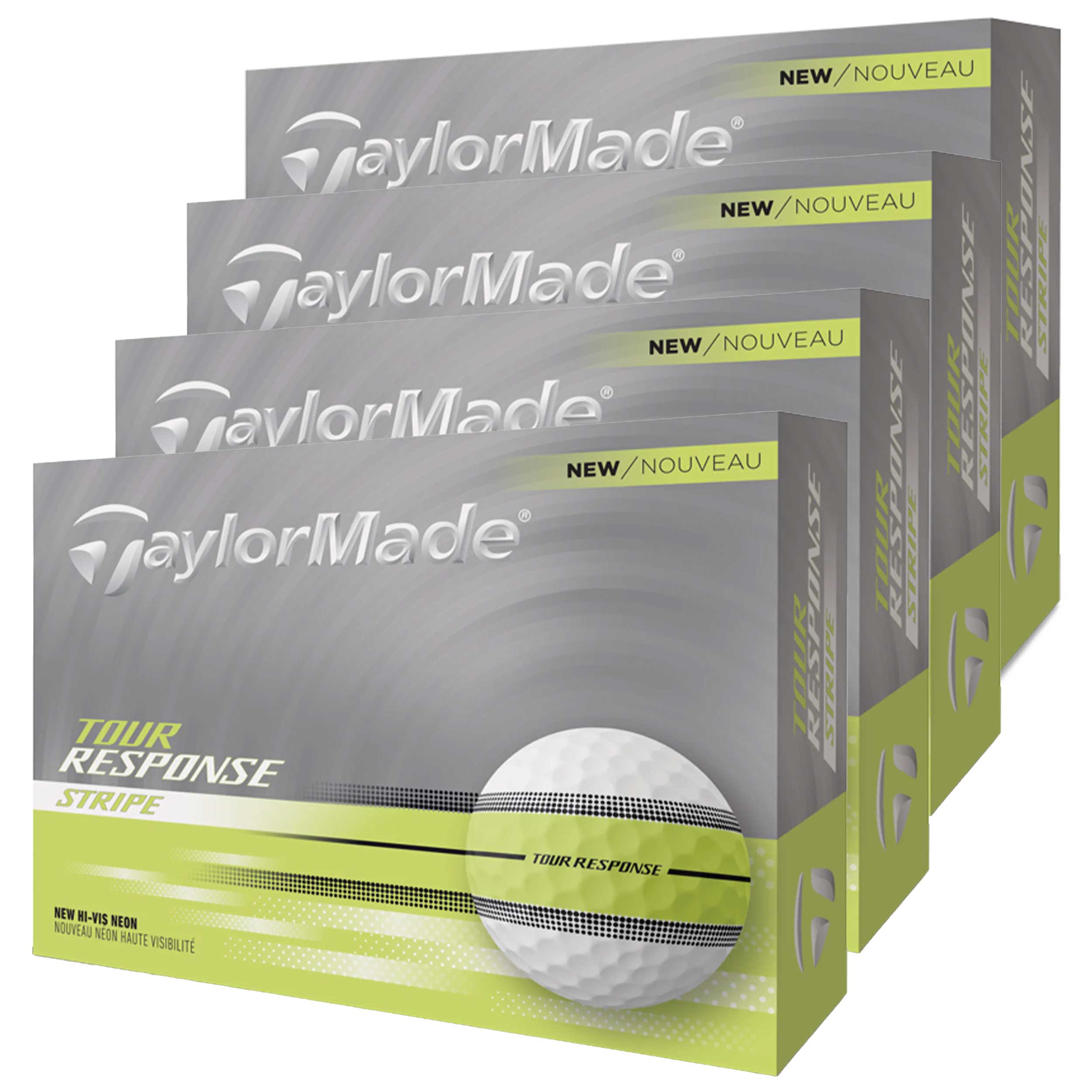 TaylorMade Tour Response Stripe Golf Balls - Neon Yellow - 4 For 3