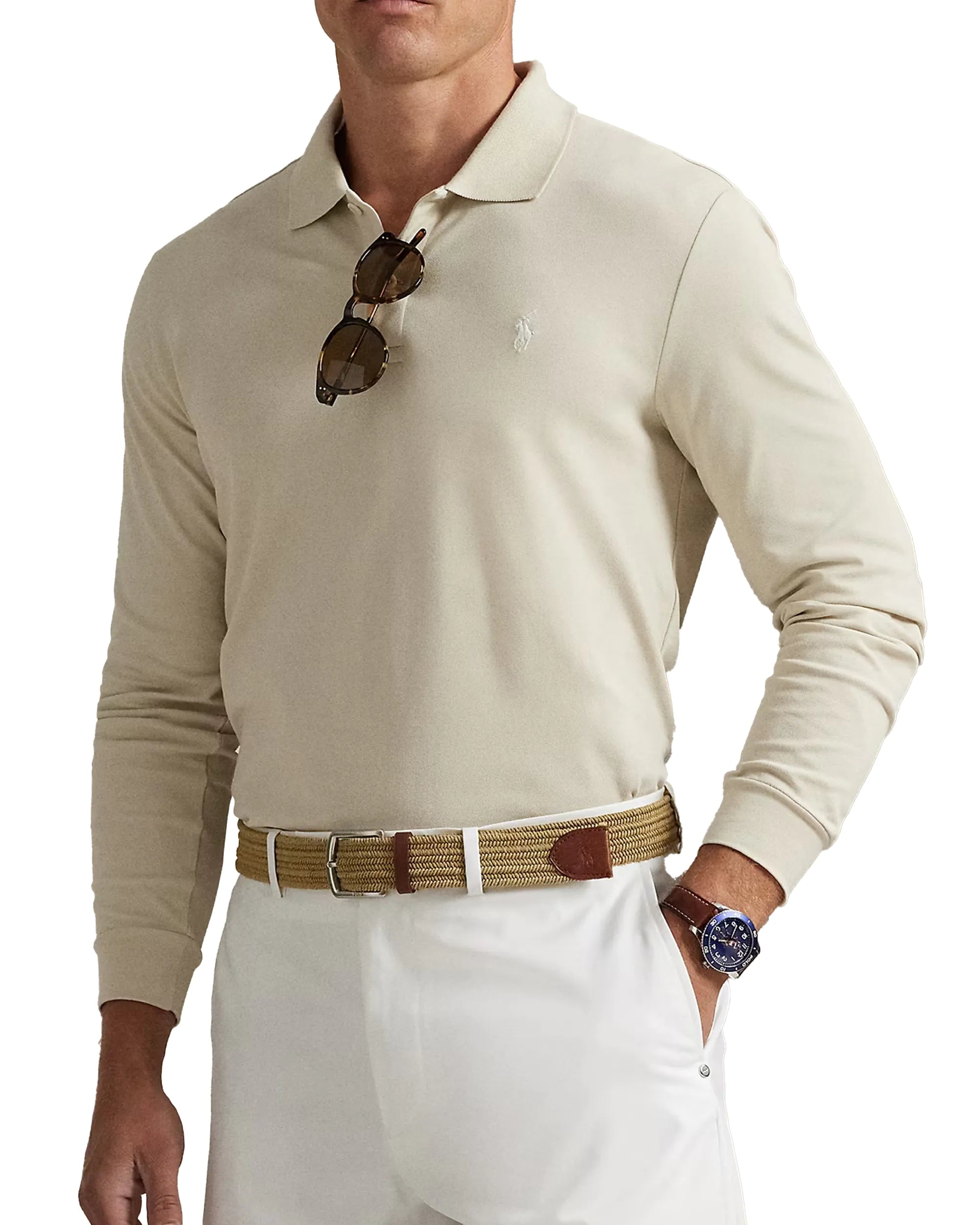 Ralph Lauren Performance Stretch Mesh Knit Long Sleeve Golf Polo