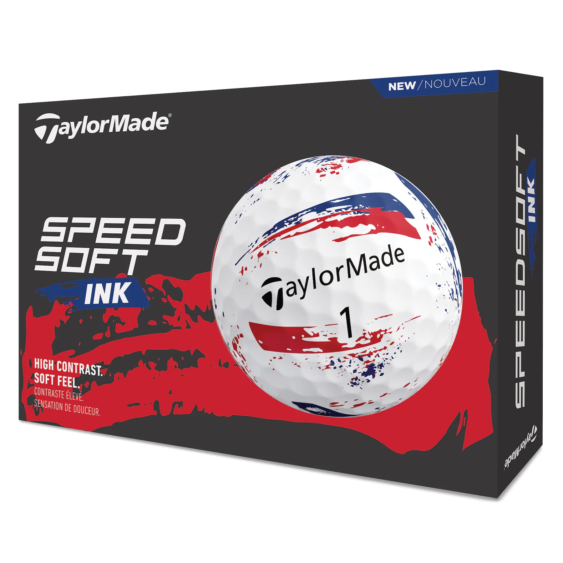 TaylorMade SpeedSoft Ink Golf Balls - Blue / Red